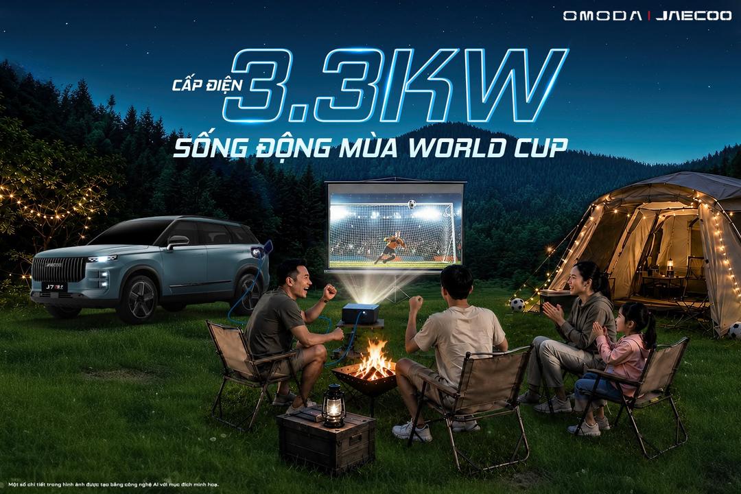 JAECOO J7 SHS – TRẠM NĂNG LƯỢNG 3.3kW: ĐƯA "PHÒNG KHÁCH" VÀ KHÔNG KHÍ WORLD CUP RA GIỮA THIÊN NHIÊN